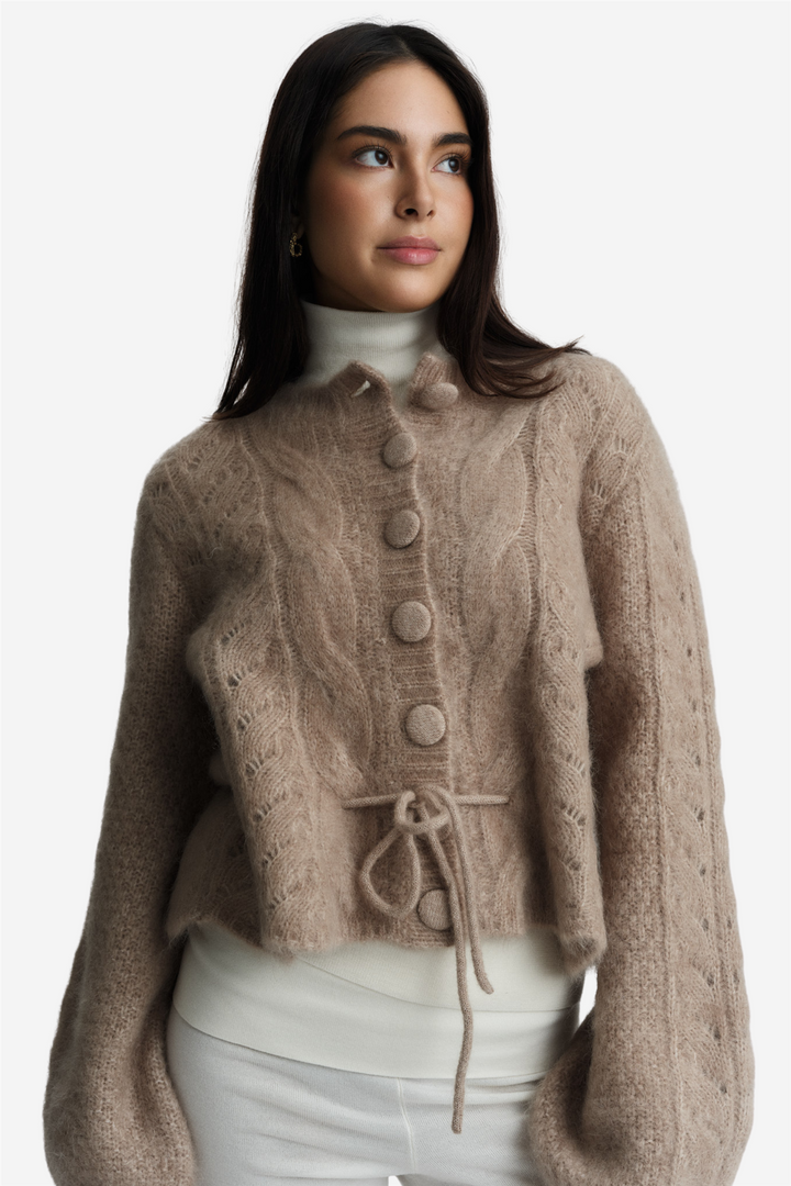 ella&il Genser & Cardigan Sophia Chunky Cardigan Hazel Beige