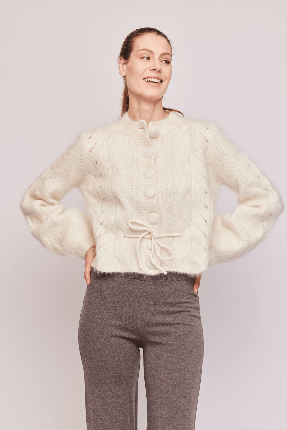 Ella & il Genser & Cardigan Sophia Chunky Cardigan White