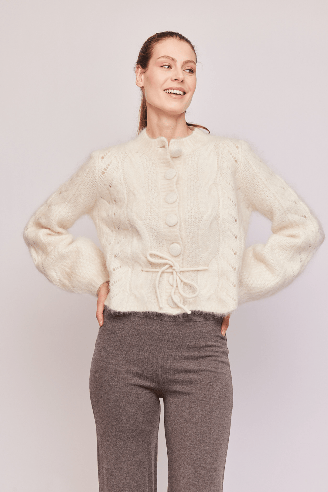 Ella &amp; il Genser &amp; Cardigan Sophia Chunky Cardigan White