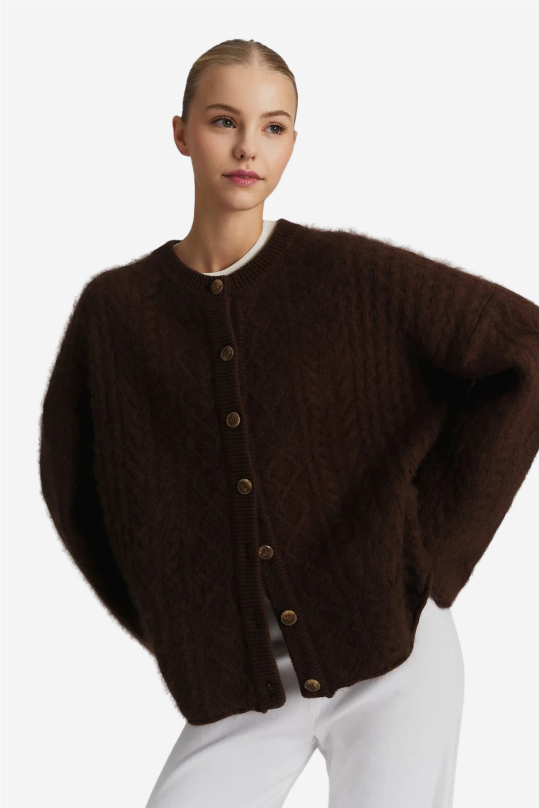 ella&il Genser & Cardigan Ylva Brushed Cardigan Brown