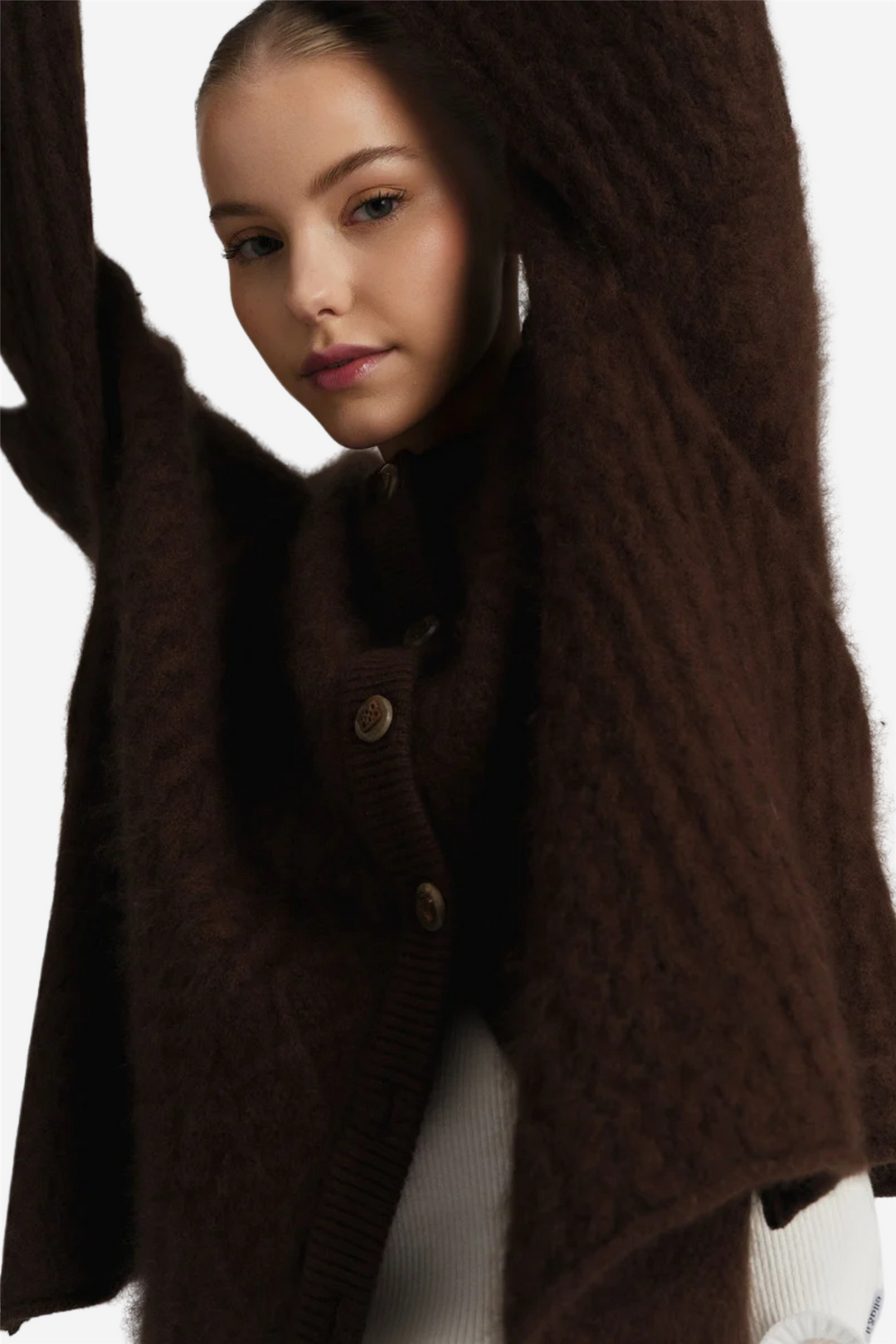 ella&il Genser & Cardigan Ylva Brushed Cardigan Brown
