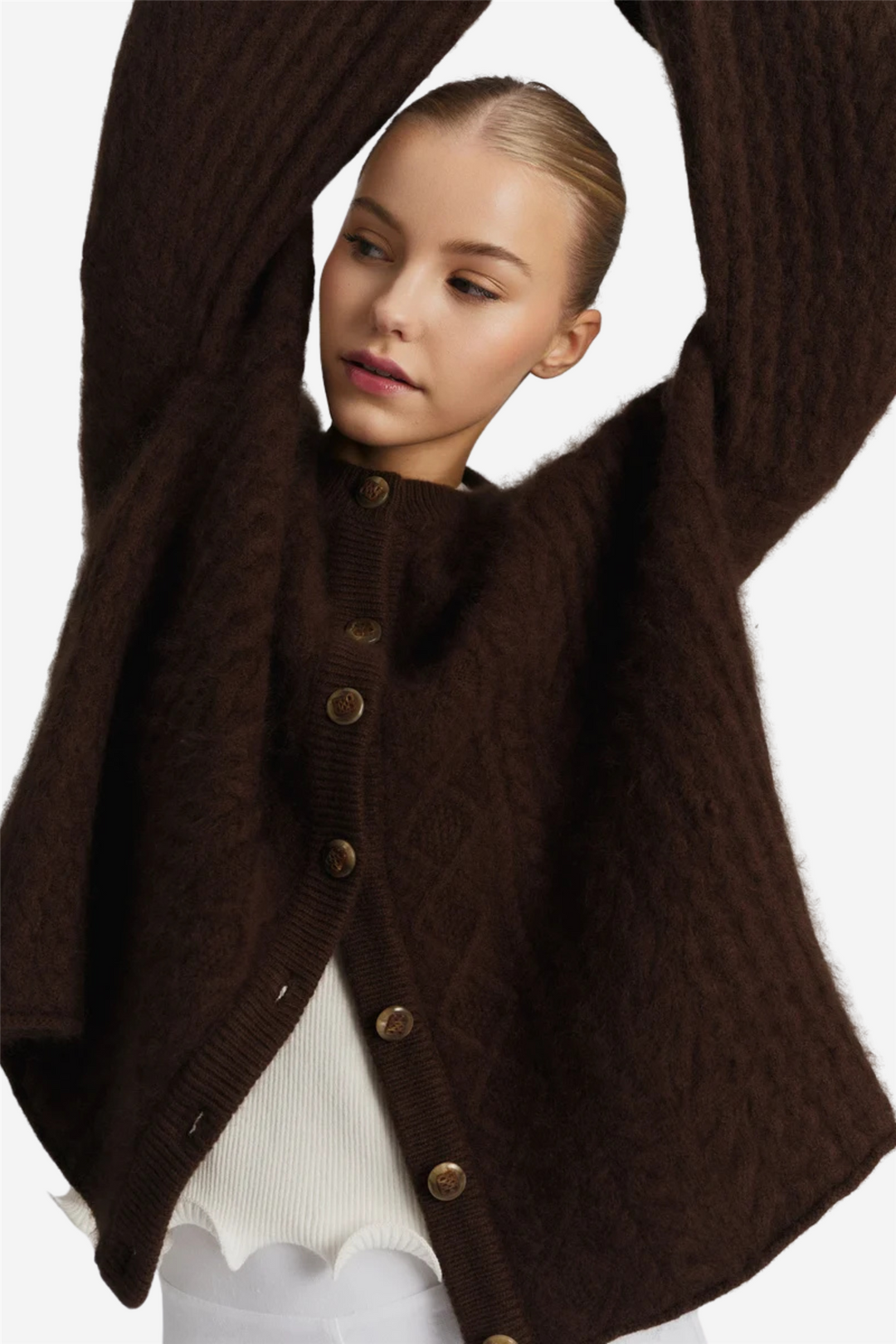 ella&il Genser & Cardigan Ylva Brushed Cardigan Brown