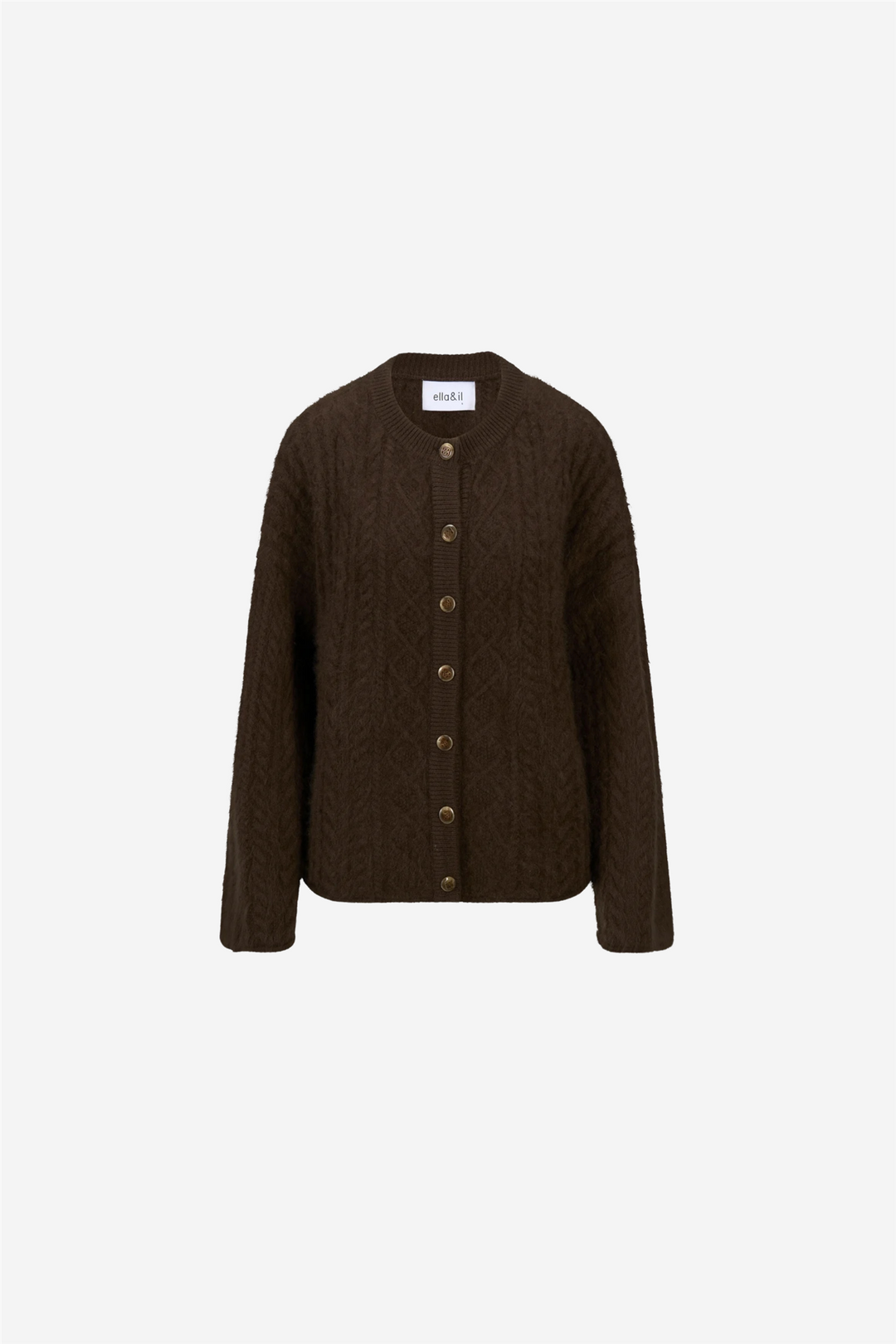 ella&il Genser & Cardigan Ylva Brushed Cardigan Brown