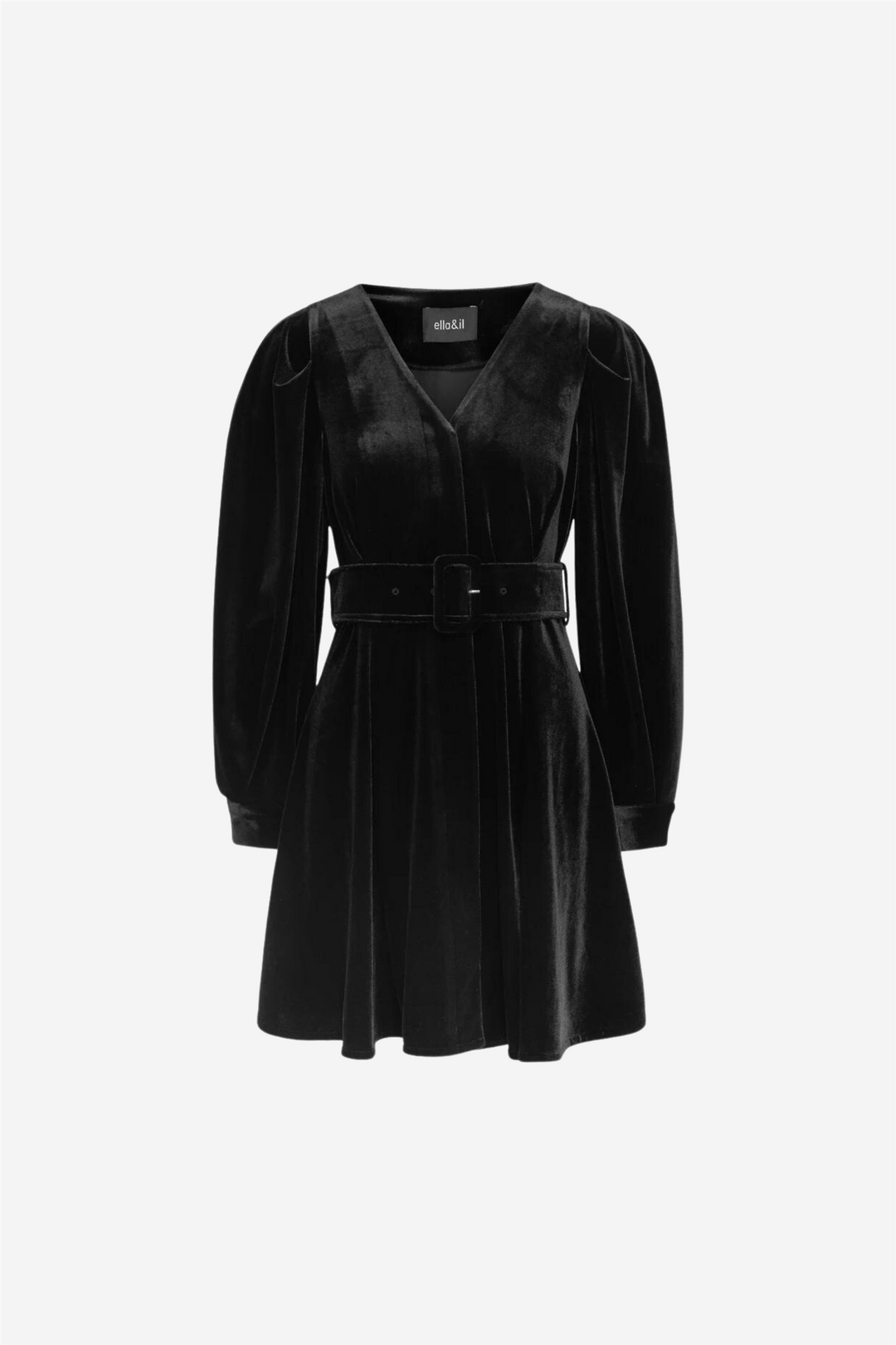 Ella & il Kjole Hadley Velour Dress Black
