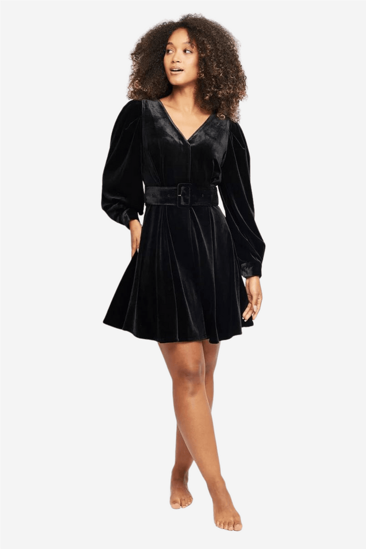 Ella & il Kjole Hadley Velour Dress Black