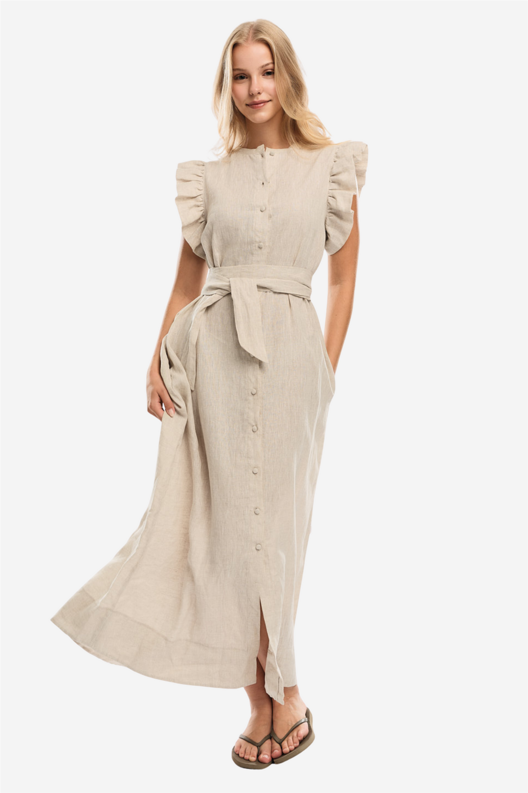 ella&il Kjoler & jumpsuits Pam Linen Dress Beige Melange
