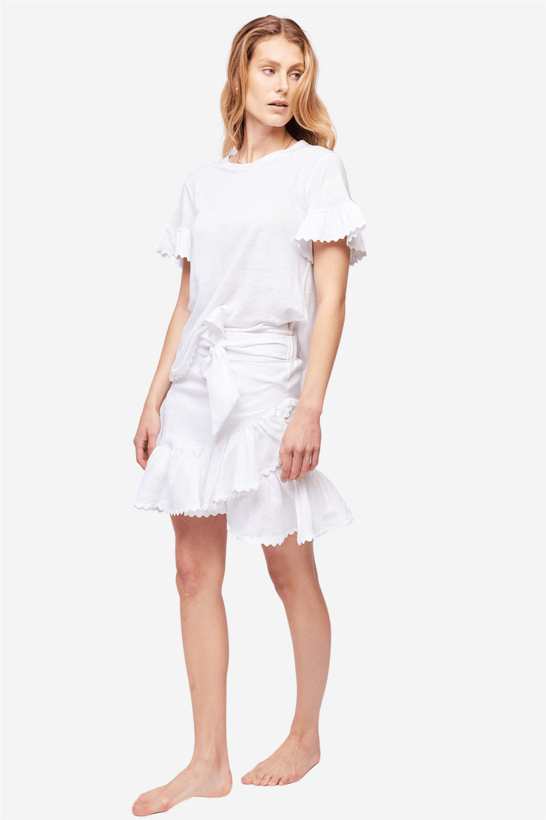 ella&il Skjørt Julli Wavy Linen Skirt White