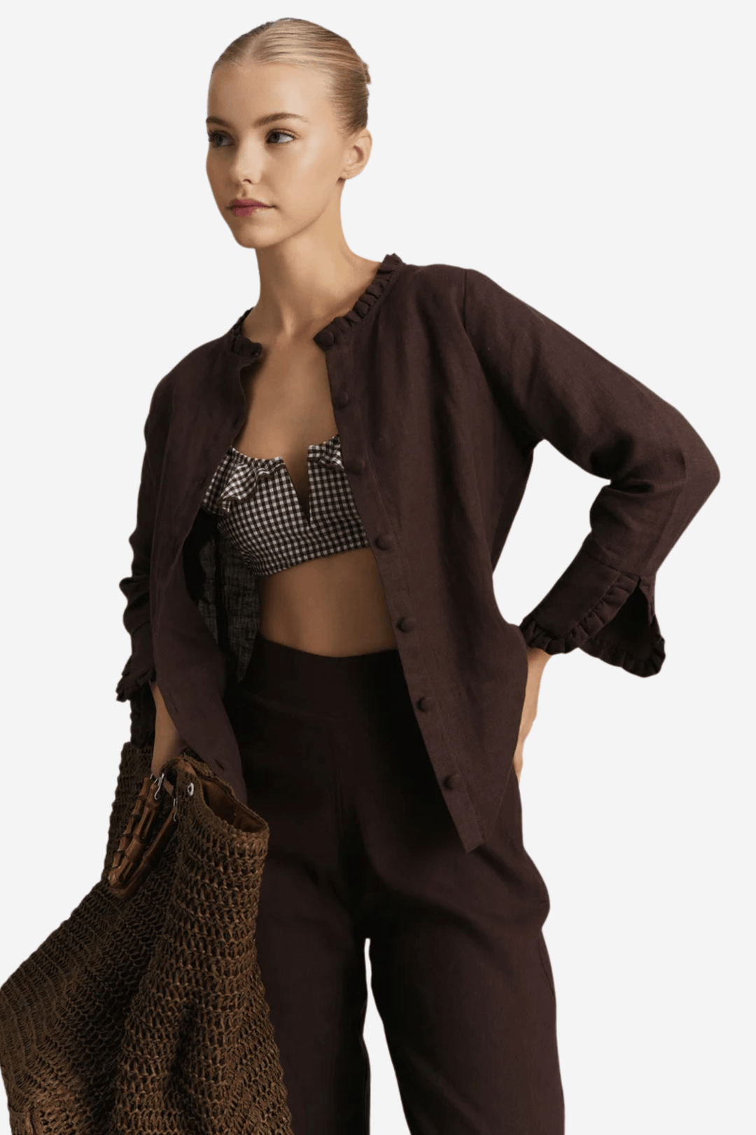ella&il Skjorte Clarion Linen Shirt Dark Brown