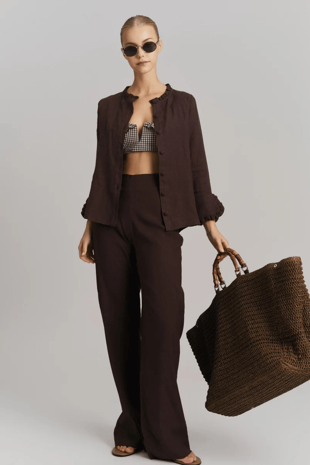 ella&il Skjorte Clarion Linen Shirt Dark Brown