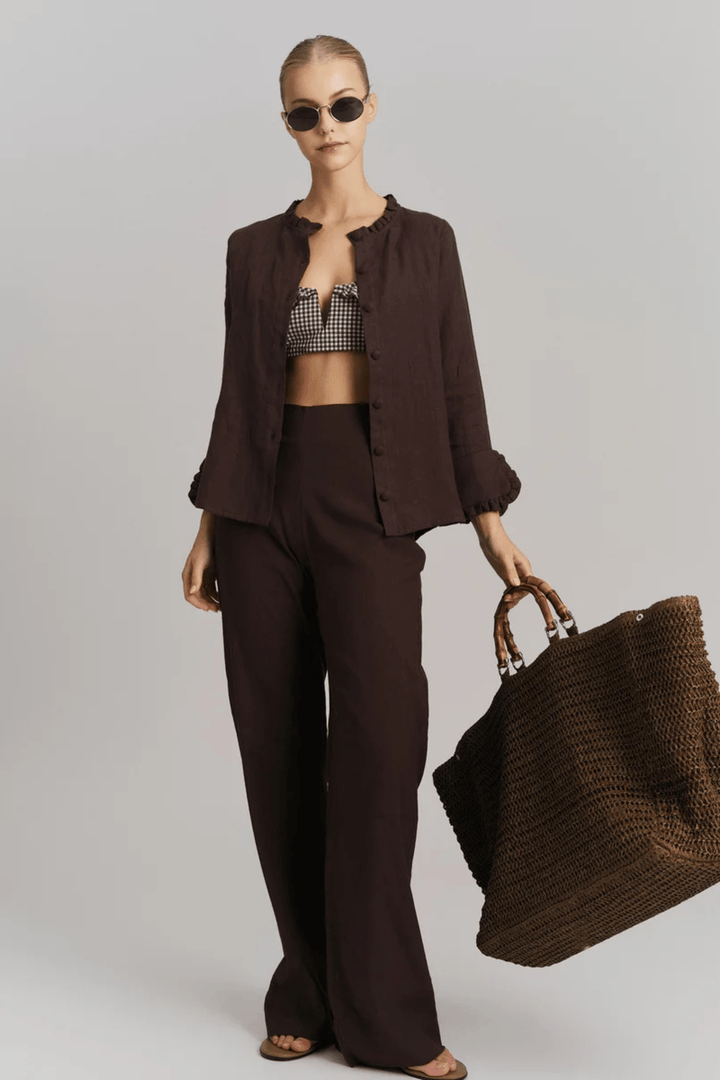 ella&il Skjorte Clarion Linen Shirt Dark Brown