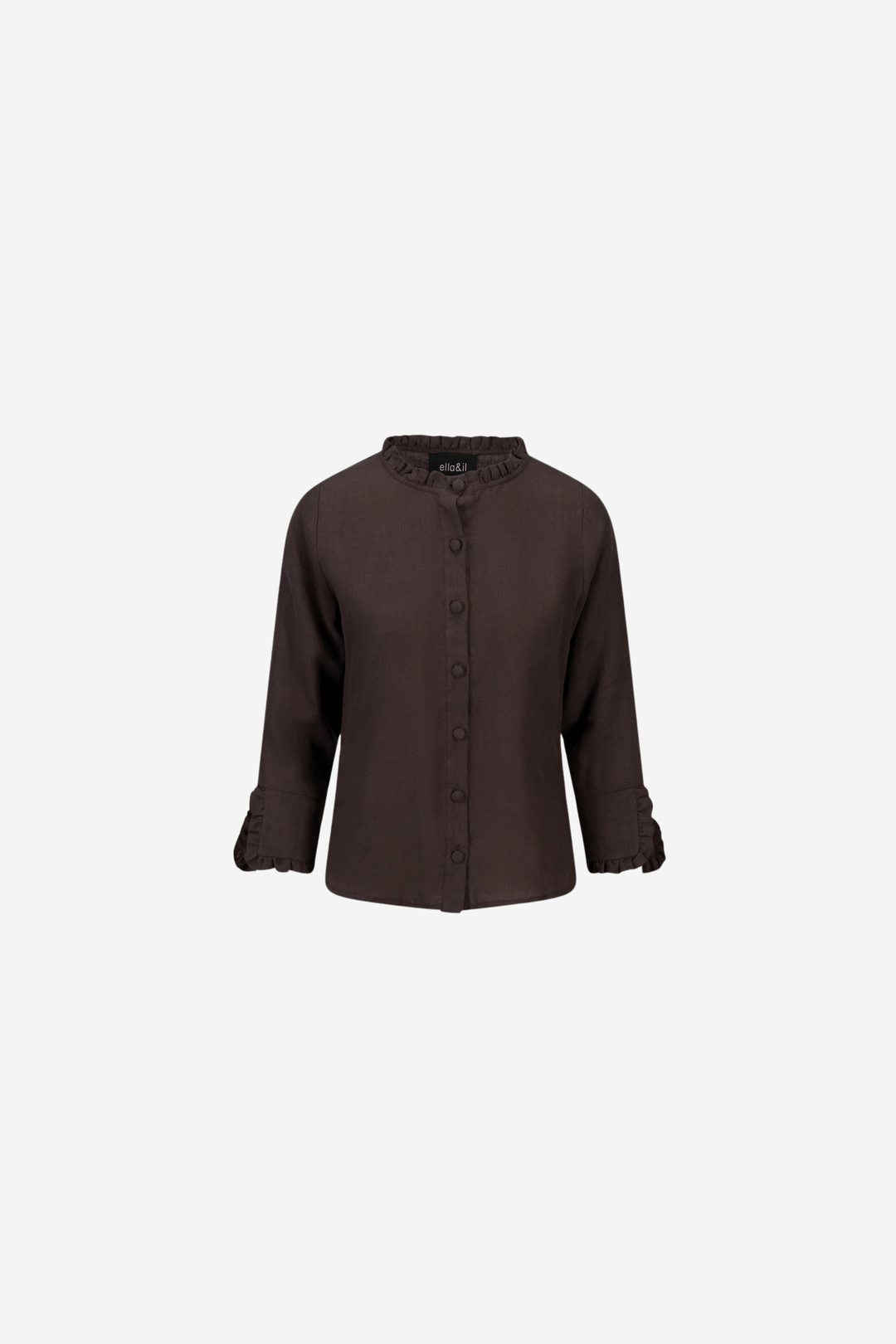 ella&il Skjorte Clarion Linen Shirt Dark Brown