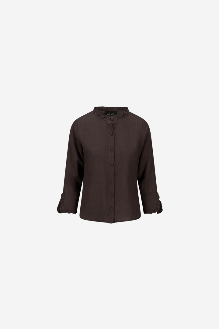 ella&il Skjorte Clarion Linen Shirt Dark Brown