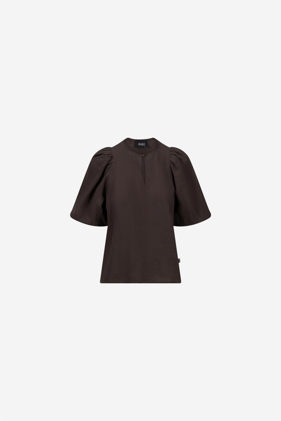 ella&il Topper & t-skjorter Anna Linen Top Dark Brown