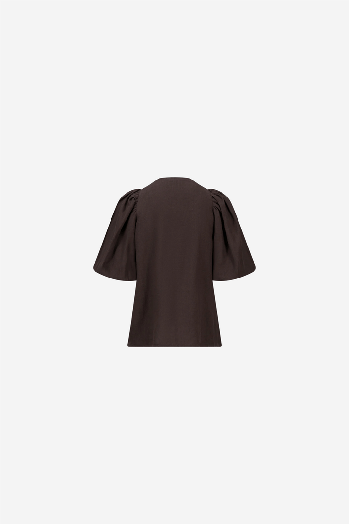 ella&il Topper & t-skjorter Anna Linen Top Dark Brown