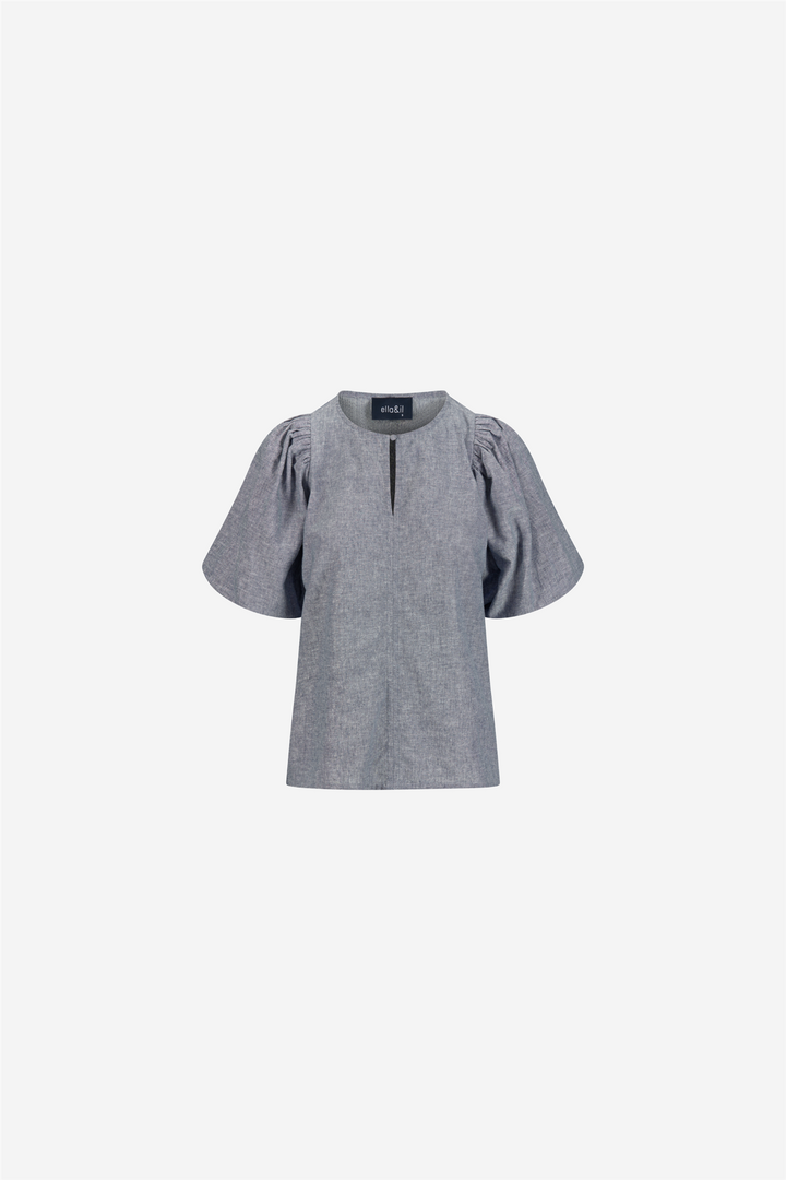 ella&il Topper & t-skjorter Anna Linen Top Denim Blue