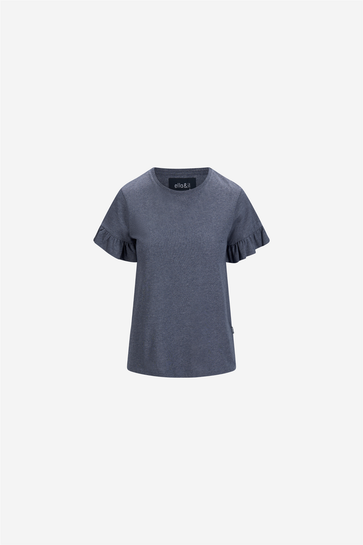 ella&il Topper & t-skjorter Lara Linen Tee Denim Blue