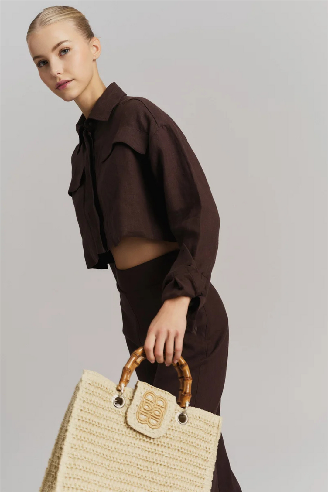 ella&il Vesker Evelyn Straw Bag Beige