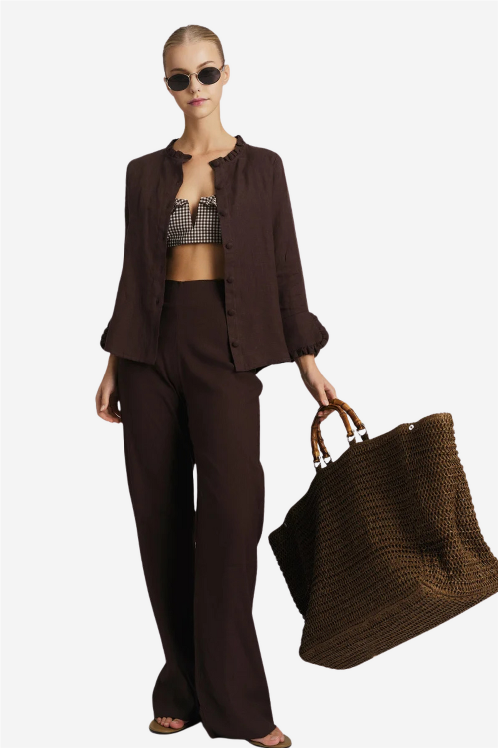 ella&il Vesker Kristine Straw Bag Brown