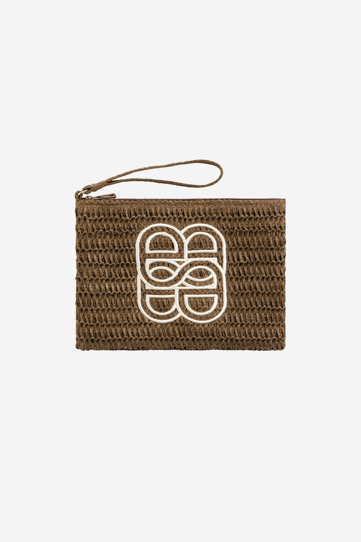 ella&il Vesker Mim Straw Clutch Brown