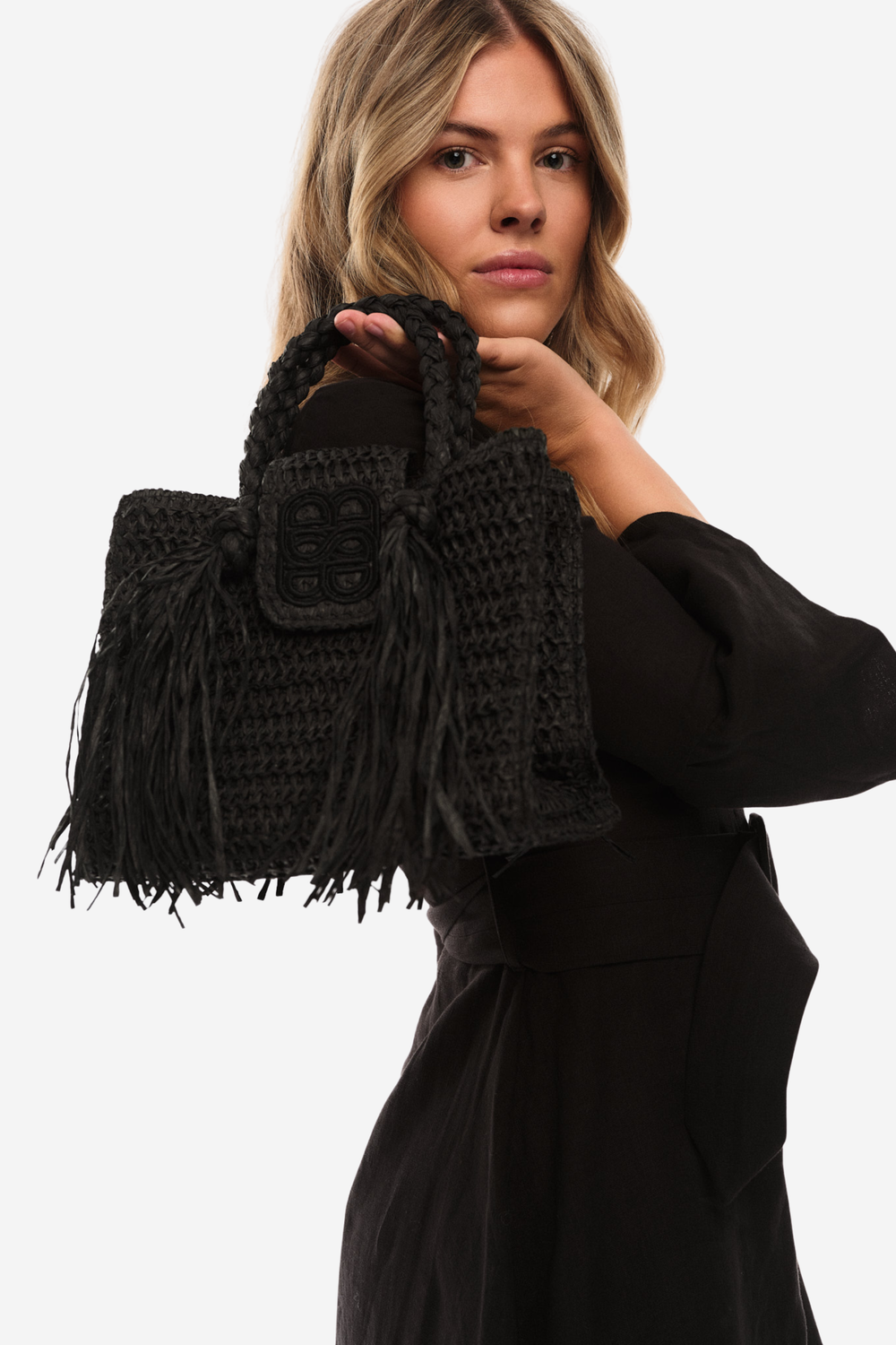 ella&il Vesker Sigrid Straw Bag Black