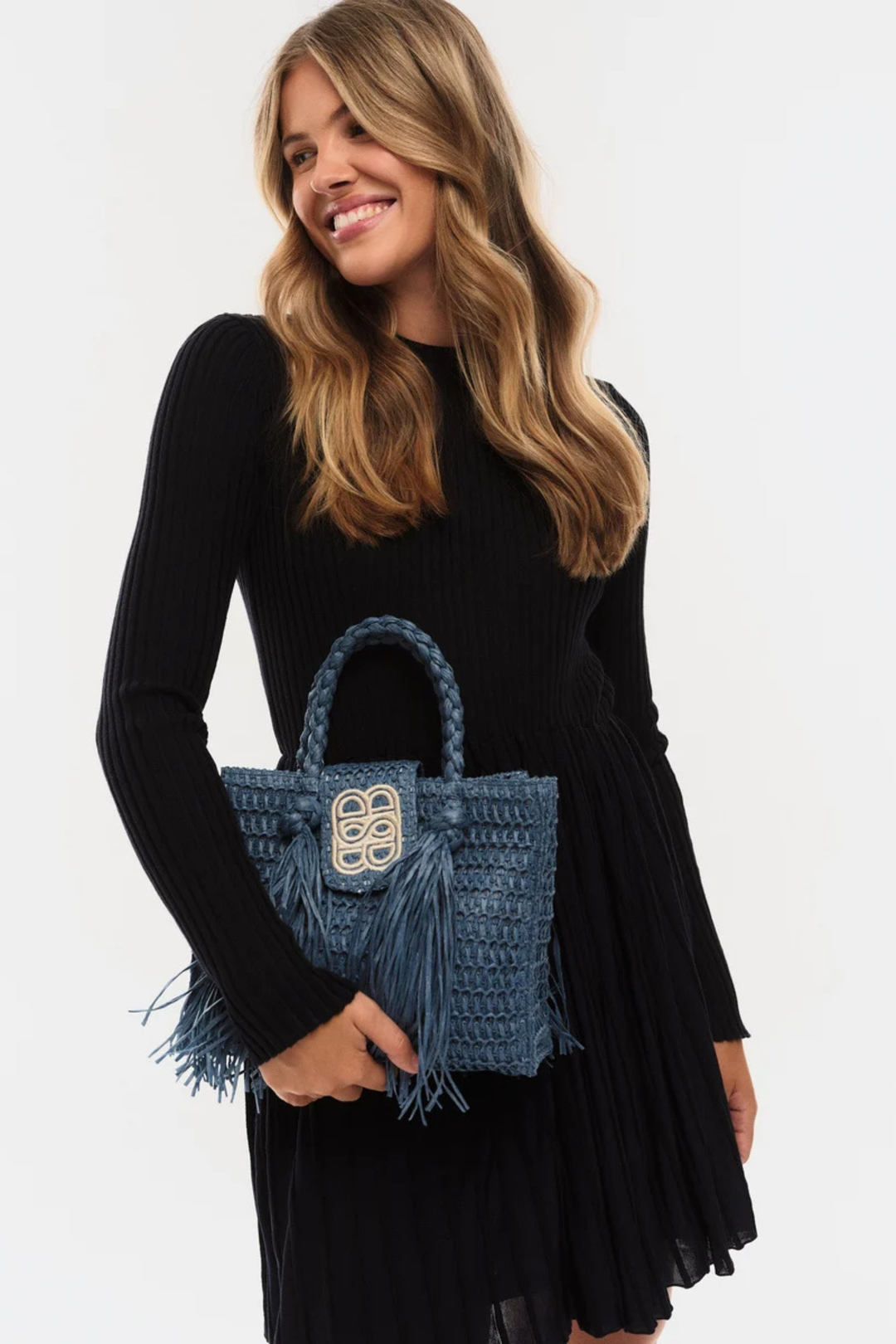 ella&il Vesker Sigrid Straw Bag Blue