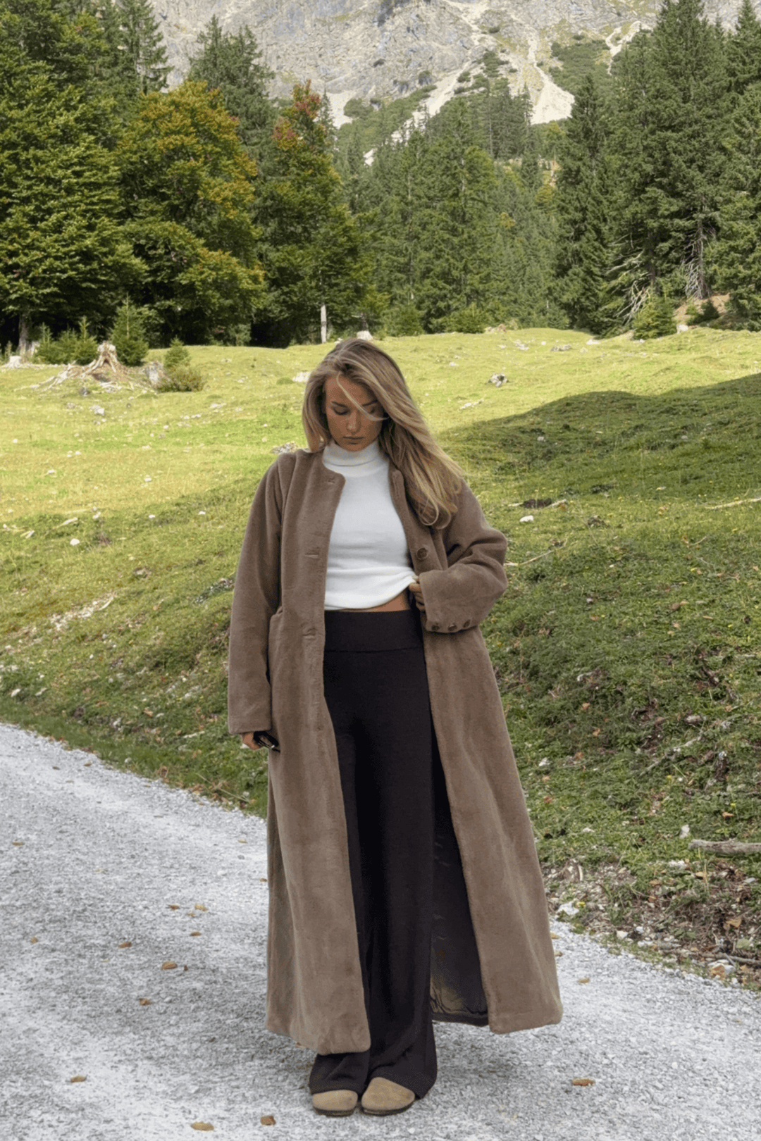 ella&il Yttertøy Emma Shearling Coat Mole Brown