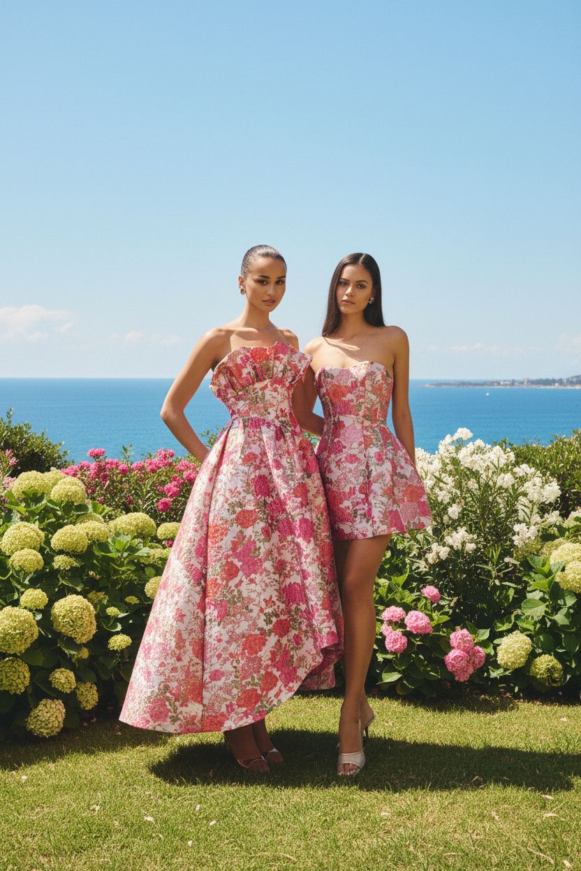 Floralie Strapless Gown Pink Floral