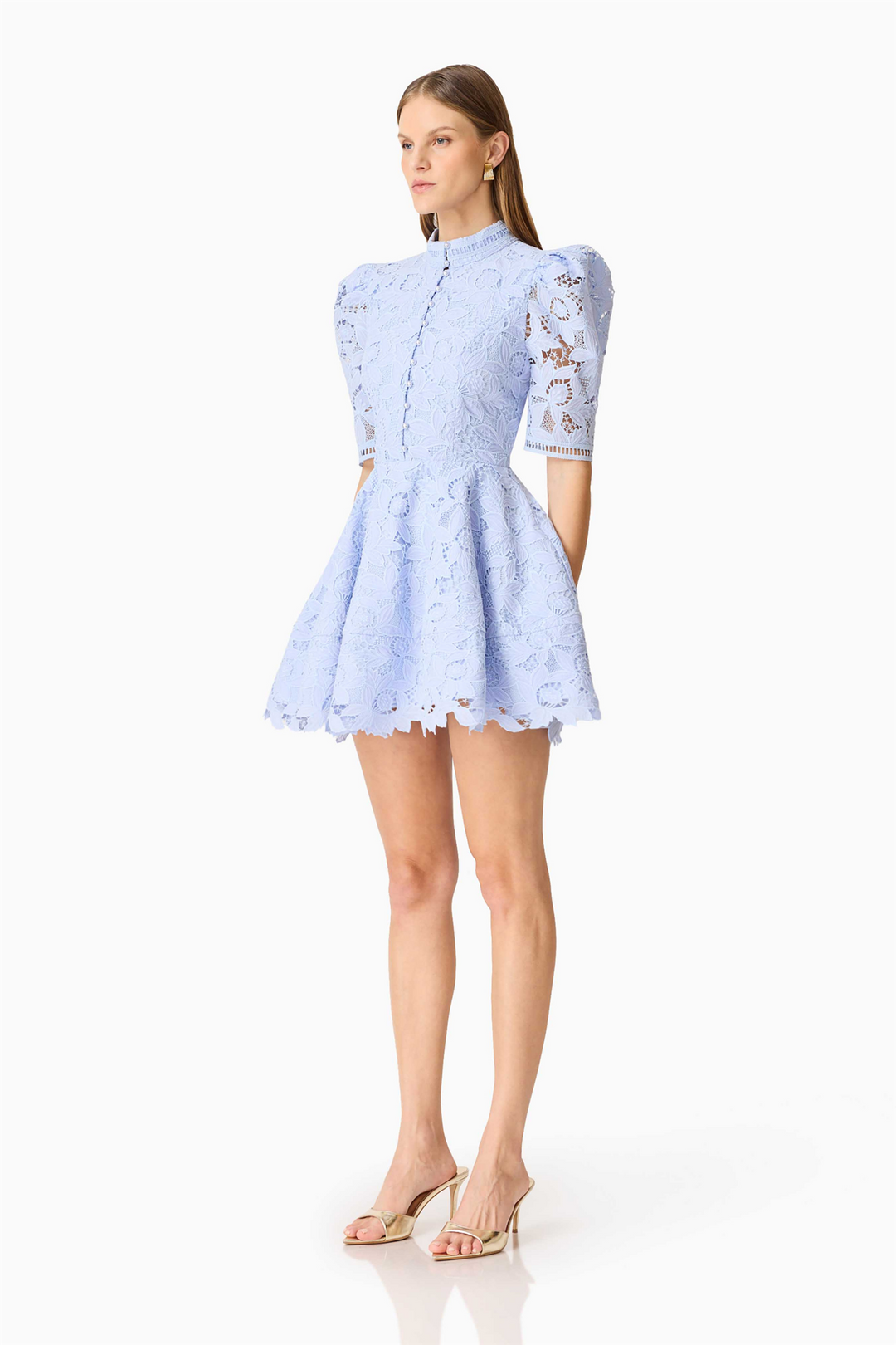 Elliatt Kjoler & jumpsuits Lacy Puff Sleeve Mini Dress Powderblue
