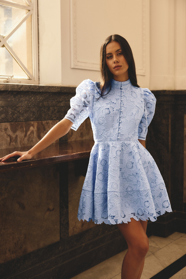 Elliatt Kjoler & jumpsuits Lacy Puff Sleeve Mini Dress Powderblue