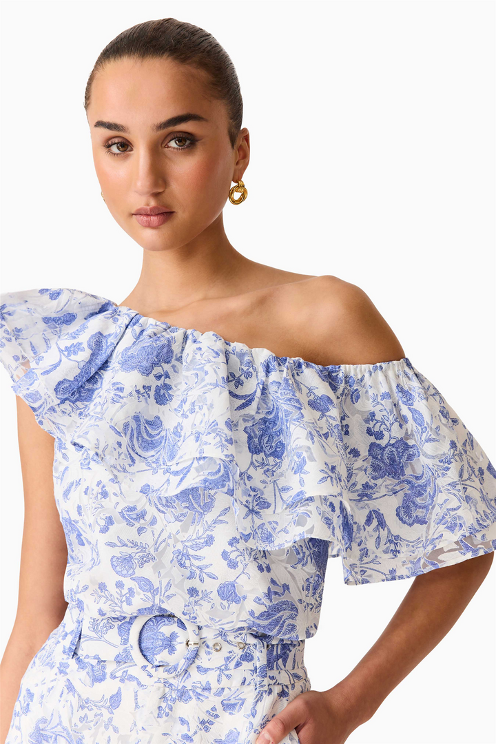 Elliatt Topper & t-skjorter Elin Off The Shoulder Top White/Blue