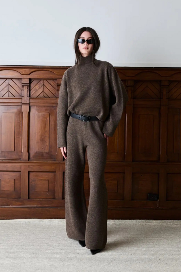 Serge Merino Pants Brown Melange
