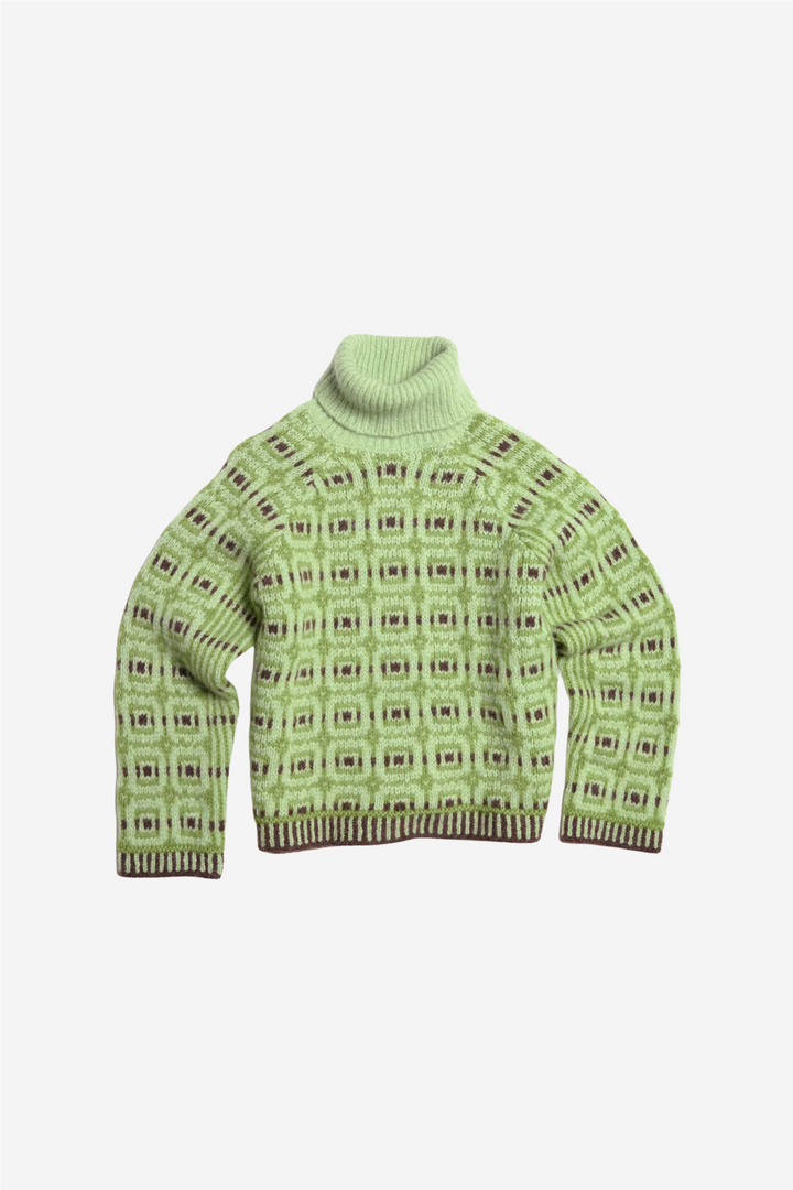 Norwegian Wool Turtleneck Green Mix