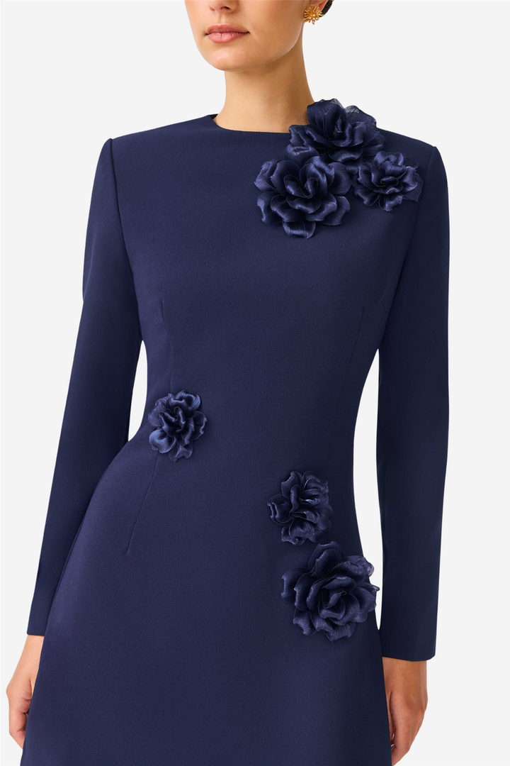 Leonara Long Sleeved Mini Dress Deep Navy