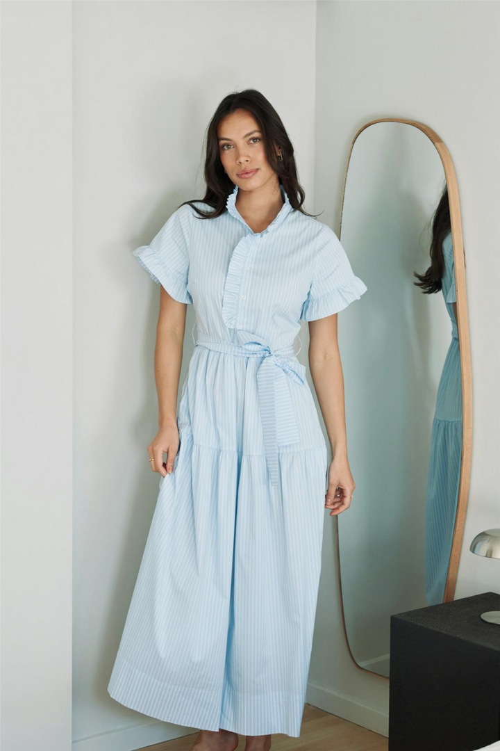 Nellie Soft Stripe Dress Light Blue