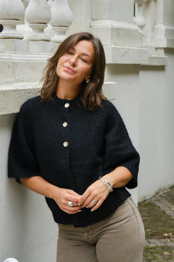 Benuta Fluffy Knit Cardigan Black