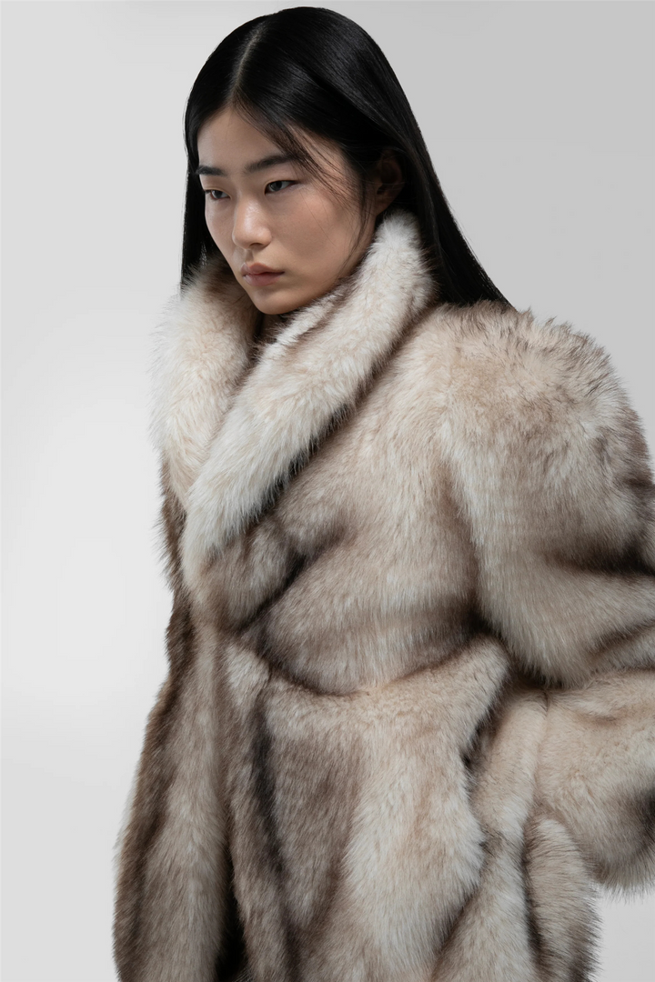 Emilia Fur Jacket Taupe Striped