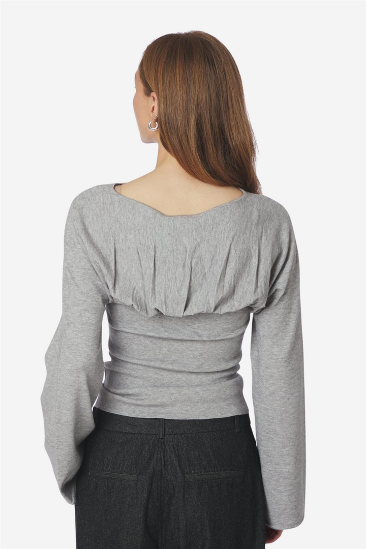Kaiba Knit Blouse Light Grey Melange