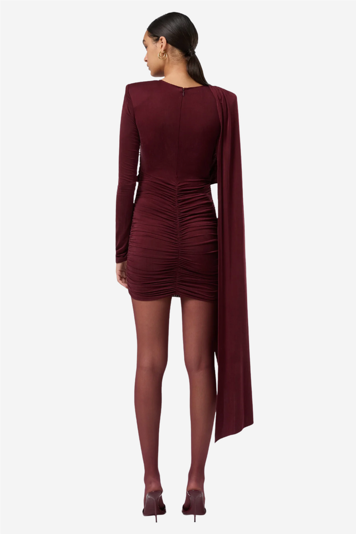 Xenia Cape Effect Mini Dress Rouge Noir