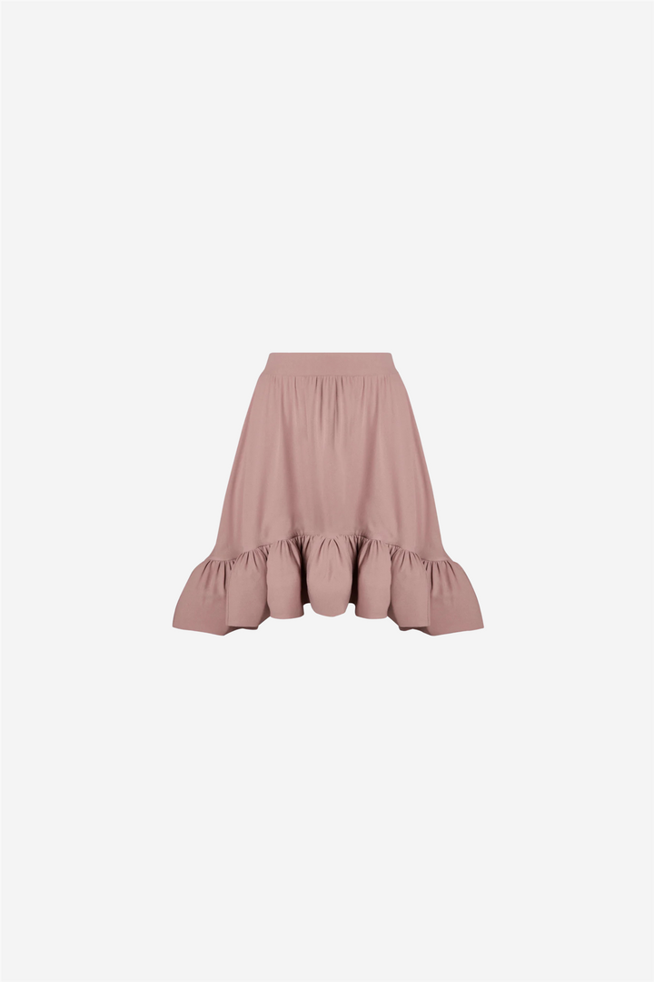 Cori Ruffled Hem Mini Skirt Taupe