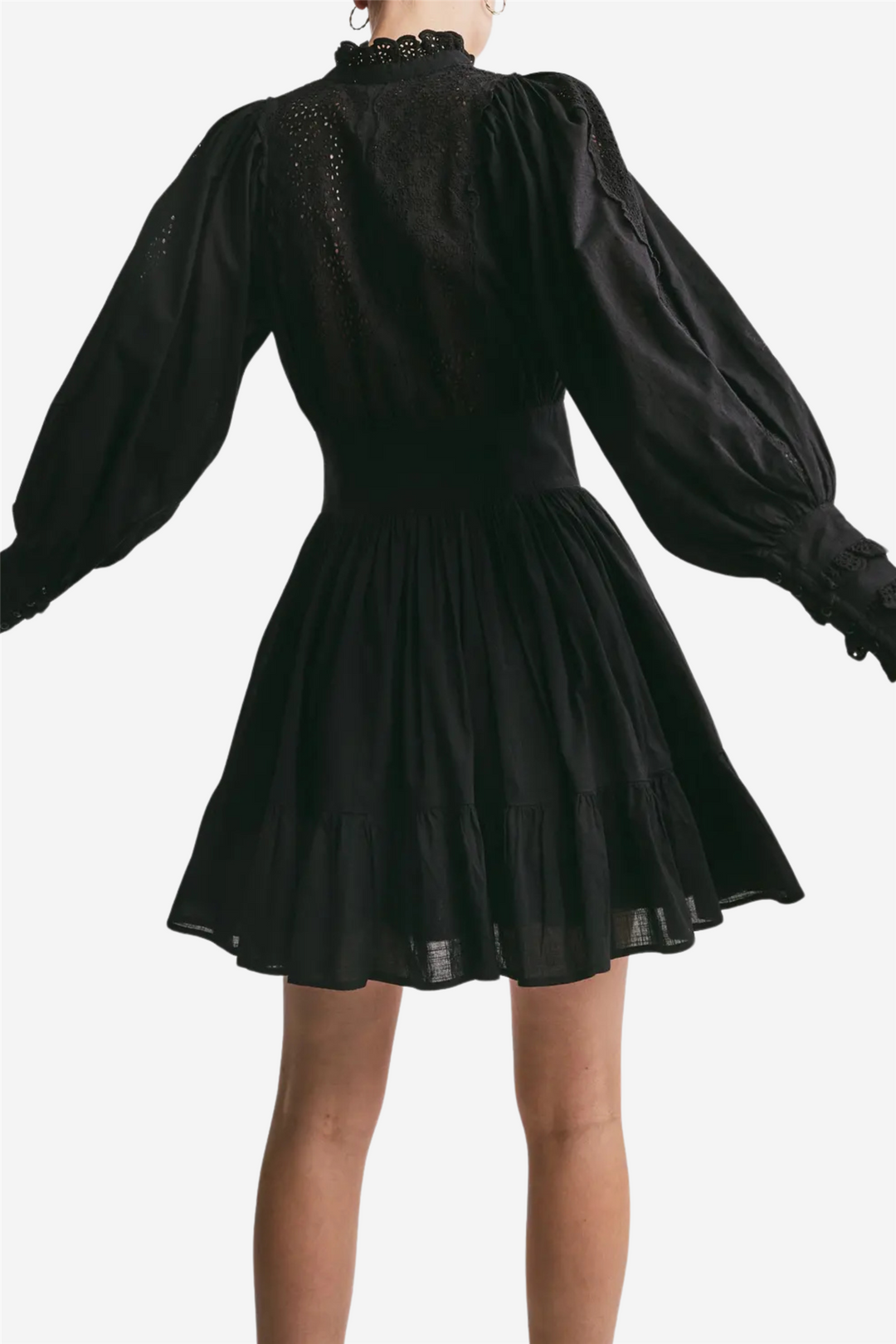 Cotton slub mini dress black