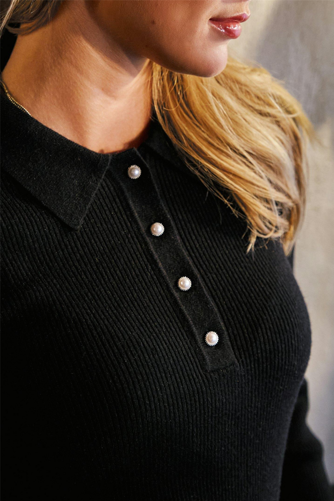 Panama Knit Blouse Black