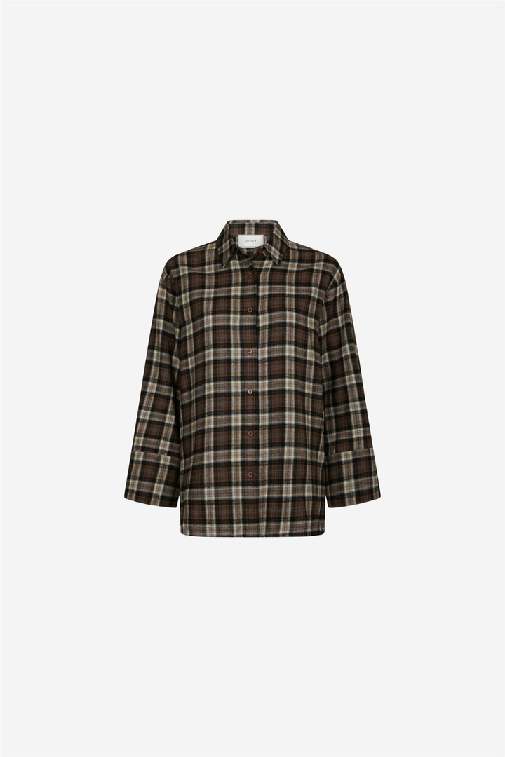 Dita Flannel Check Shirt Dark Taupe
