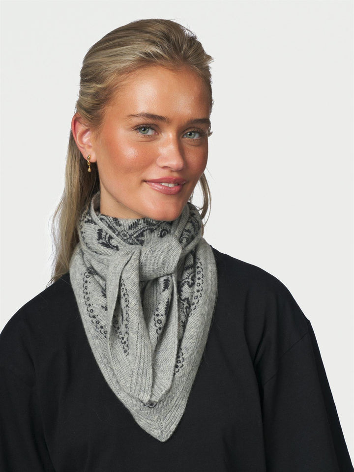 Lolana Paisley Knit Scarf Grey Melange
