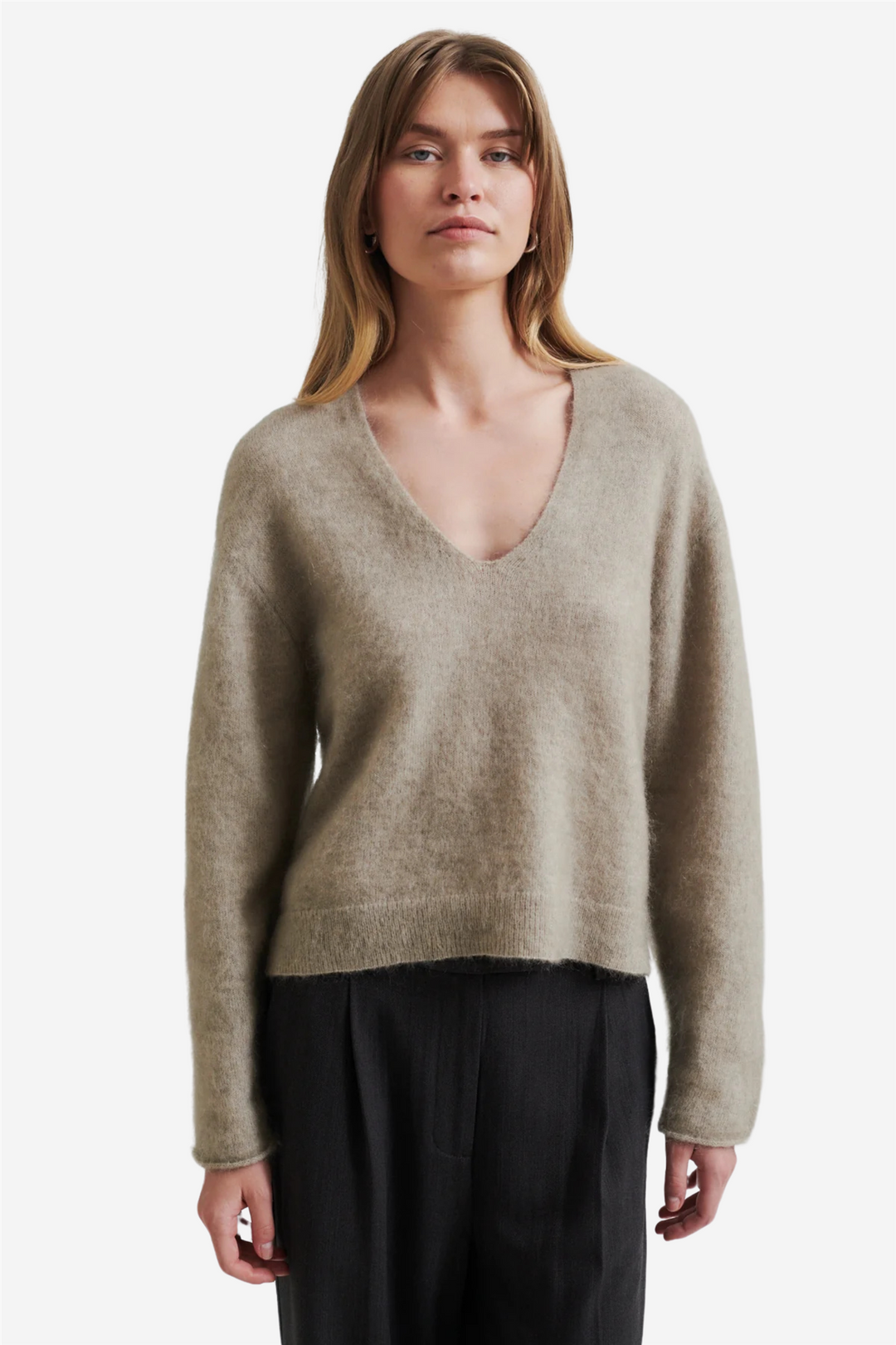 Camryn Knit V-Neck Trench Coat