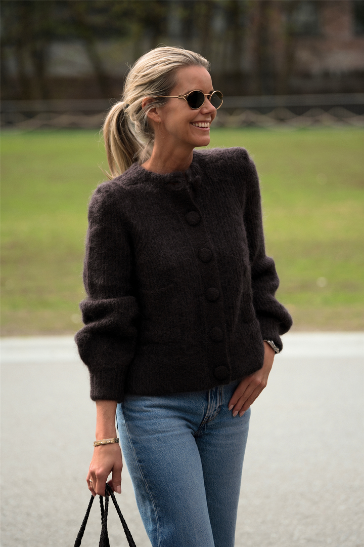Maria Chunky Cardigan Dark Brown