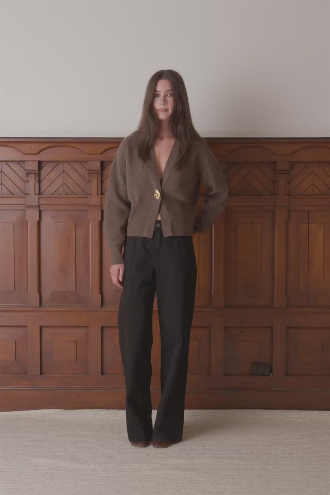 Vesper Merino Cardigan Brown Melange