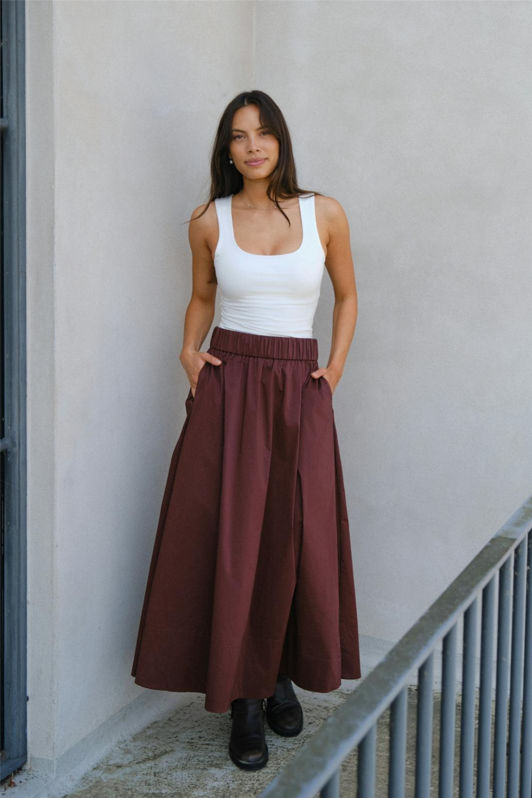 Yara Poplin Skirt Burgundy