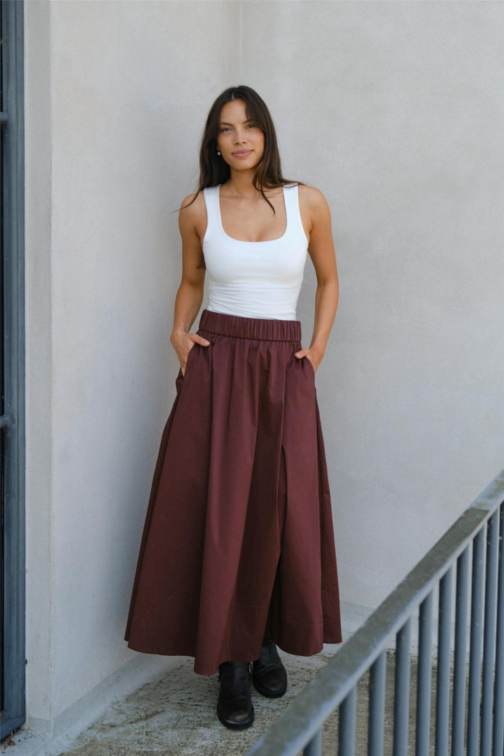 Yara Poplin Skirt Burgundy