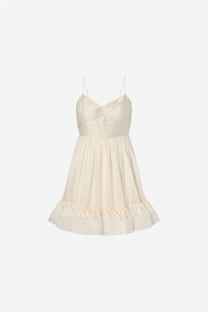 Hera Tie-Back Ruffled Mini Dress Pearl