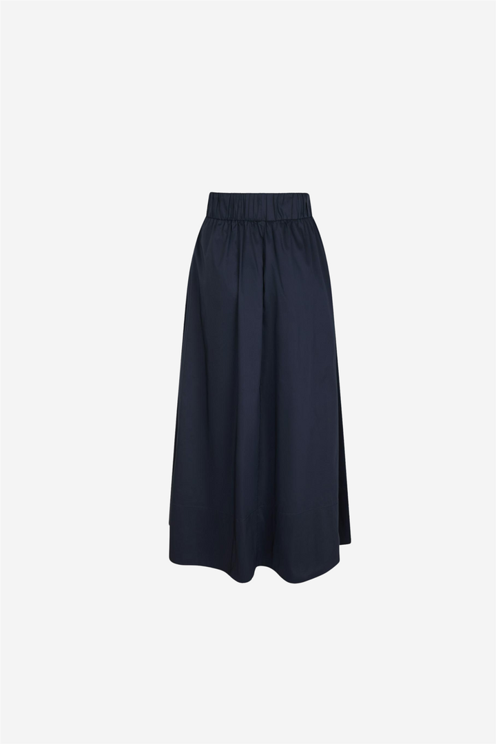 Yara Long Poplin Skirt Navy